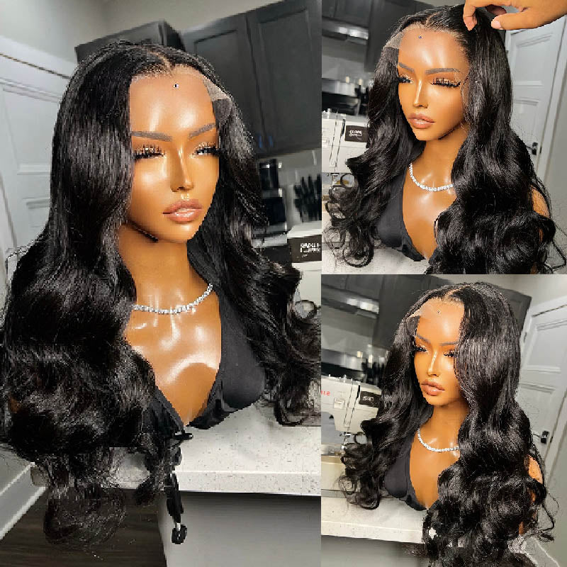 Wesface Body Wave 13x4 HD Lace Front Wig Natural Black Human Hair Wig