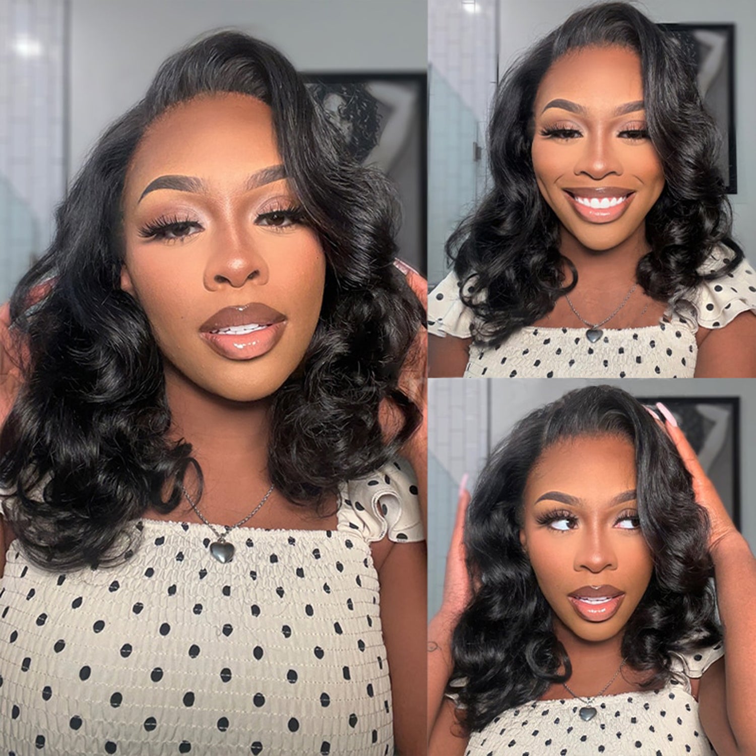 Wesface Hair Loose Deep Wave 13x4 Lace Bob Wig Natural Black Human Hair Wig