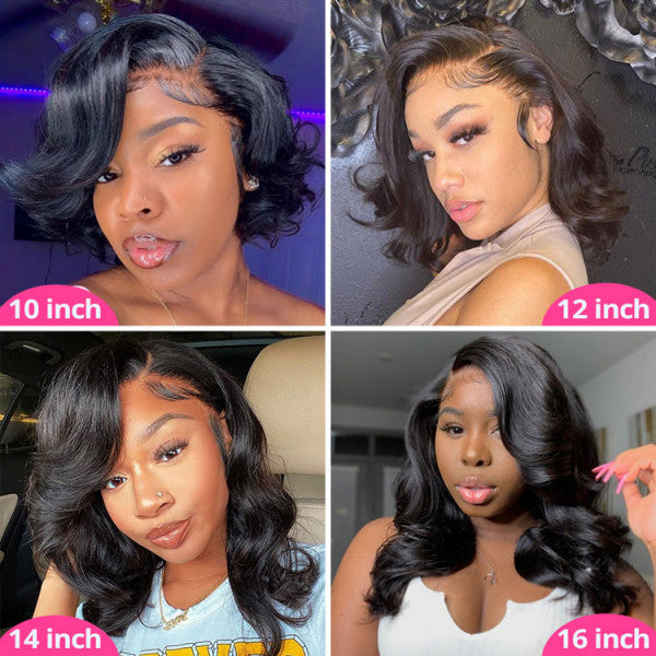 Wesface Hair Loose Deep Wave 13x4 Lace Bob Wig Natural Black Human Hair Wig