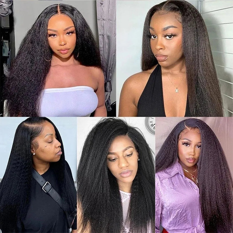Wesface Kinky Straight 13x6 Lace Front Wig Natural Black Human Hair Wig