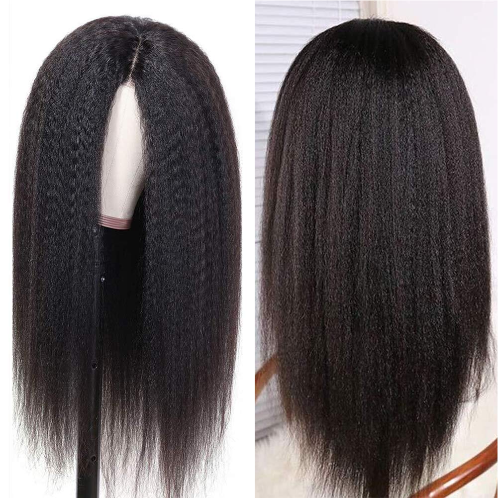 Wesface Kinky Straight 13x6 Lace Front Wig Natural Black Human Hair Wig