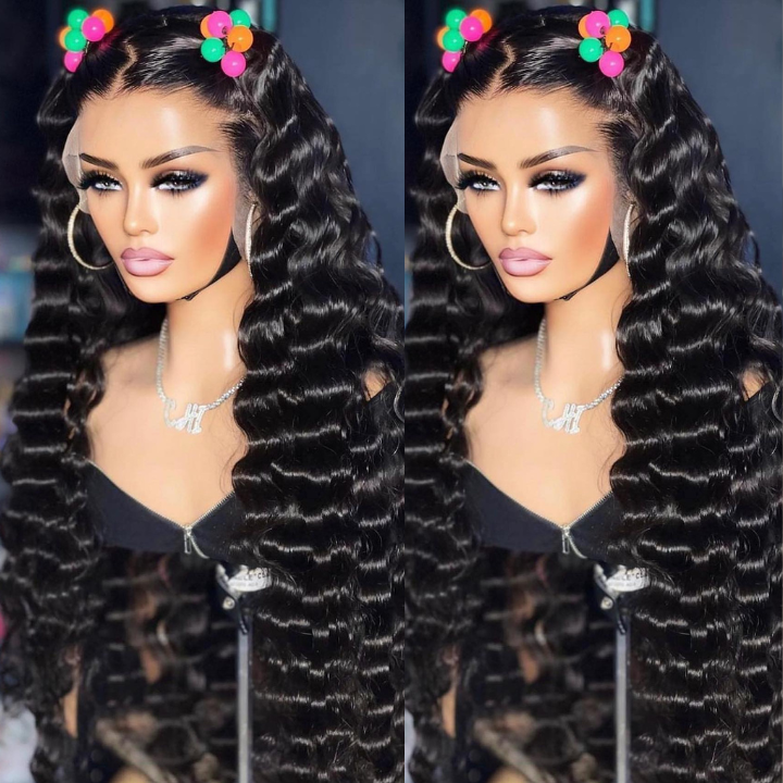 Wesface Loose Wave 13x4 HD Lace Front Wig Natural Black Human Hair Wig