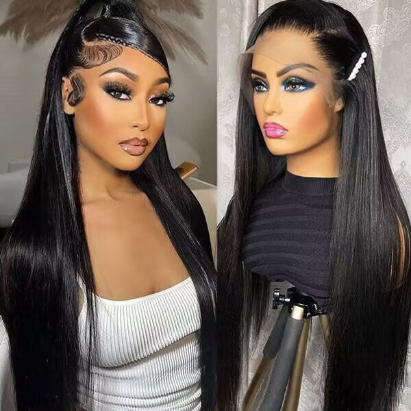 Wesface Straight 13x4 Transparente Lace Front Virgem Humano Perucas de Cabelo