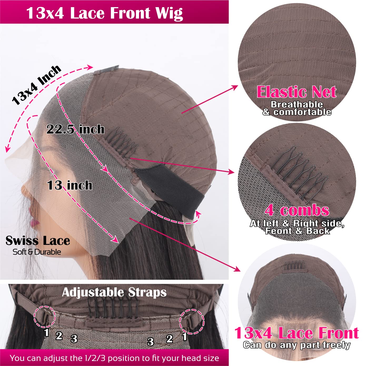 Wesface Chocolate Brown Body Wave Peruca de cabelo humano 13x4 Lace Front Wig pré-arrancada para mulheres