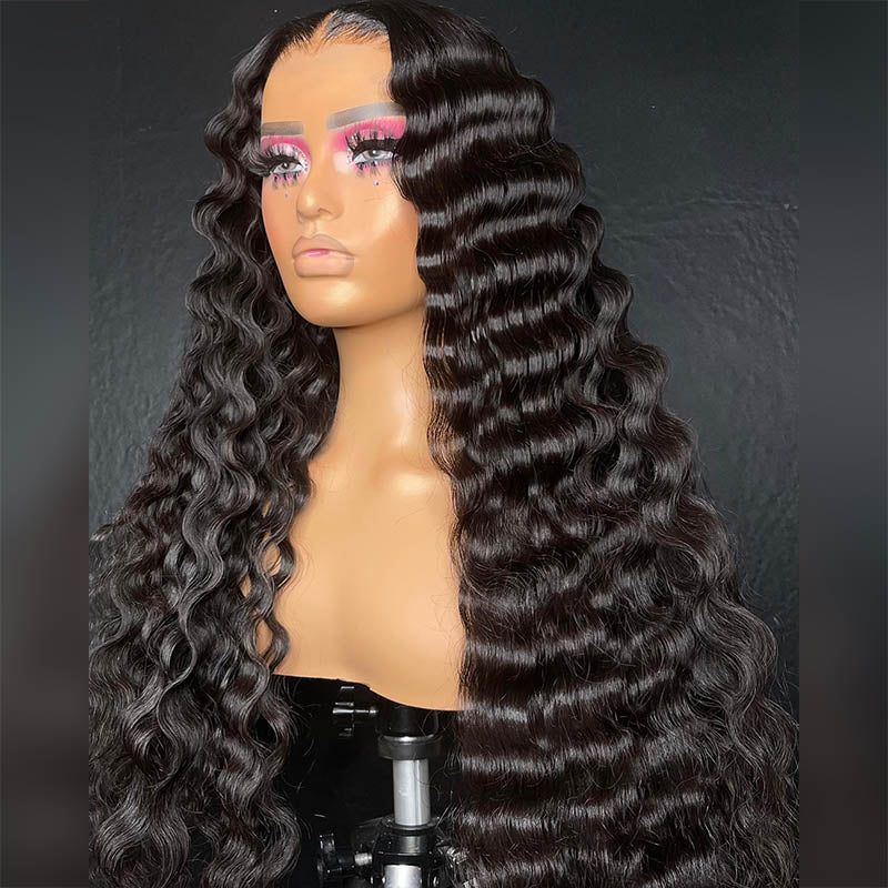 Wesface Loose Deep Wave 13x6 HD Lace Front Wig Natural Black Human Hair Wig