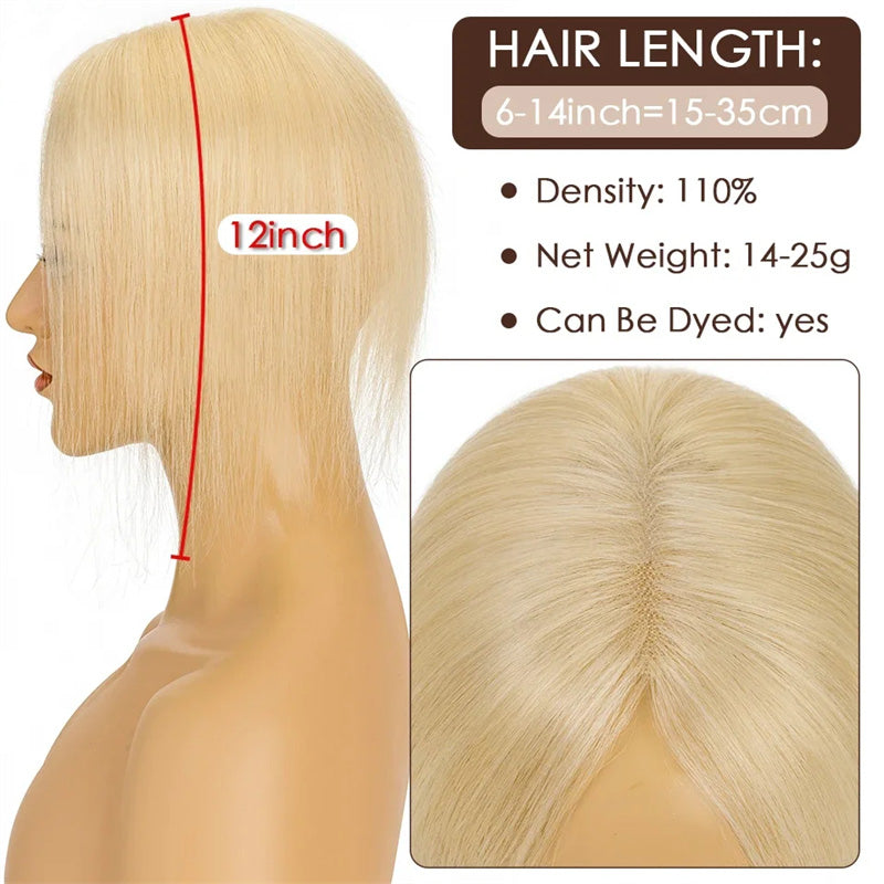 Blonde Real Human Hair Toppers Hair Pieces for Women with Thinning Hair Human Hair Toppers with Bangs Clip in Hair Extensions