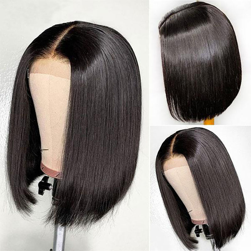 Flash Sale Straight Bob 4x4 & 13x4 Lace Natural Black Human Hair Lace Front Wigs Wesface Wigs