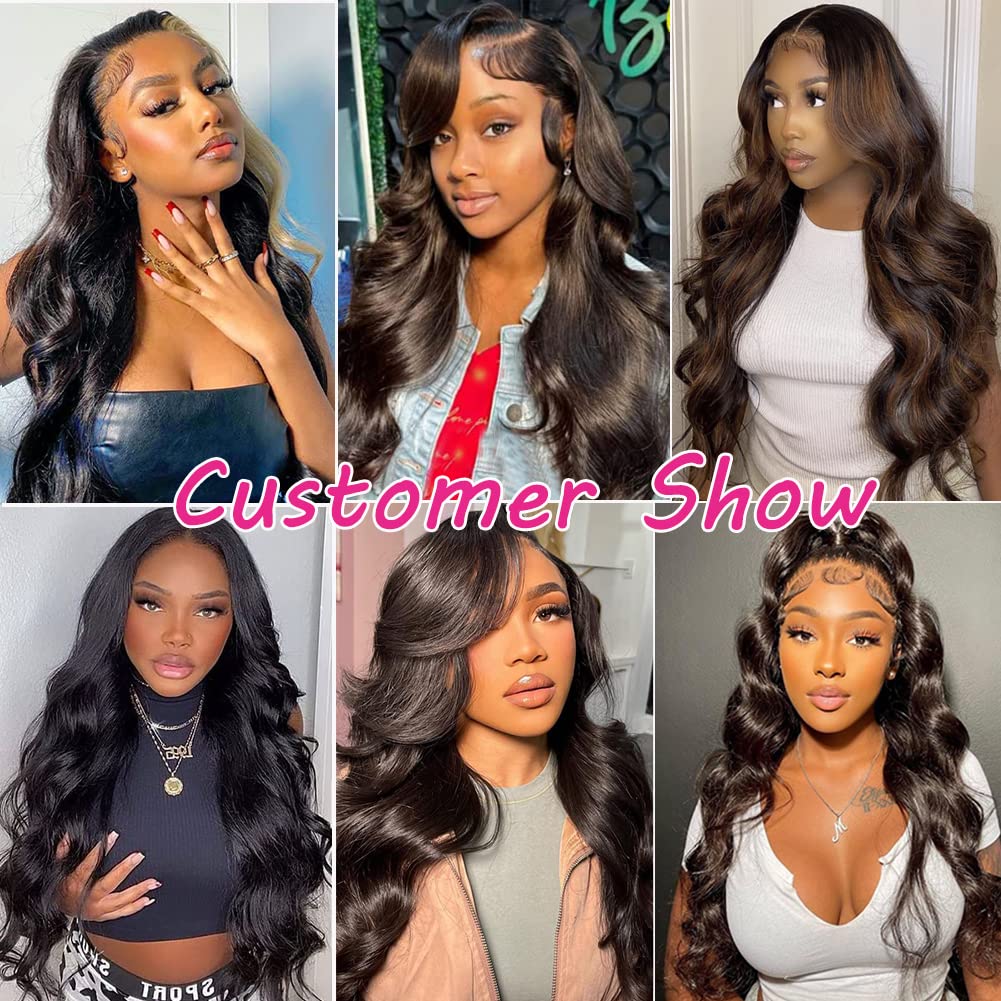 Wesface Body Wave 13x6 HD Lace Front Wig Natural Black Human Hair Wig