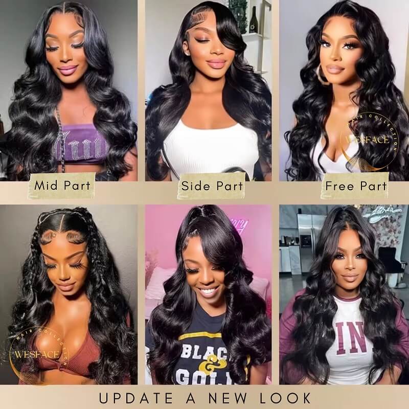 Wesface Body Wave Virgin Hair 3 Bundles With 13x4 Frontal Free Part
