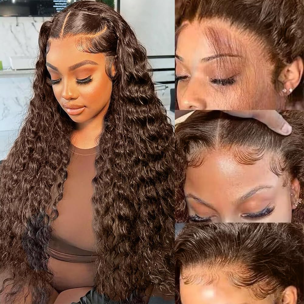 Wesface Brown Curly No Leave Out 180% Density V Part Glueless Wig Human Hair for Beginner Friendly No Glue