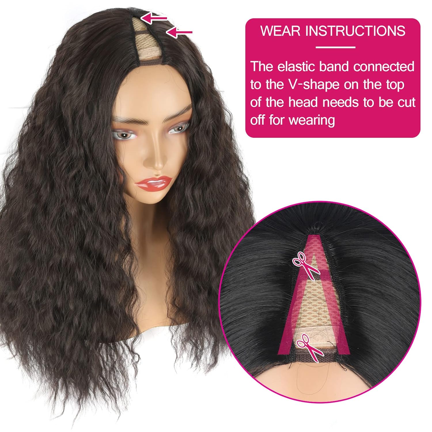 Wesface Brown Curly No Leave Out 180% Density V Part Glueless Wig Human Hair for Beginner Friendly No Glue