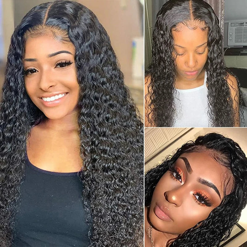 Wesface Deep Wave T Part Wig Natural Black Human Hair Wig 180% Density