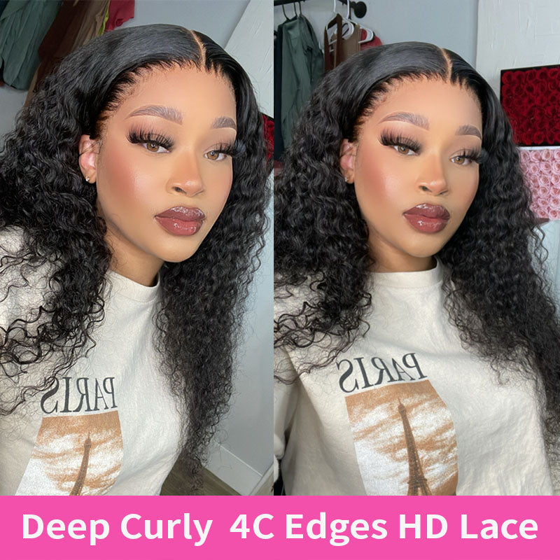 4c Edges HD Lace Deep Curly Wig - Wesface Hair