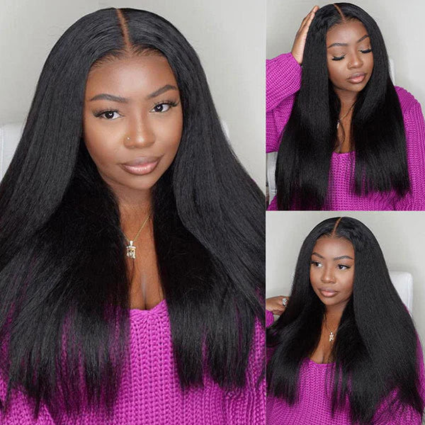 【Without Leave-Out】Wesface Water Wave V Part Wig Human Hair Curly V Part Wig WearGo Glueless Wig Natural Black Human Hair Wig