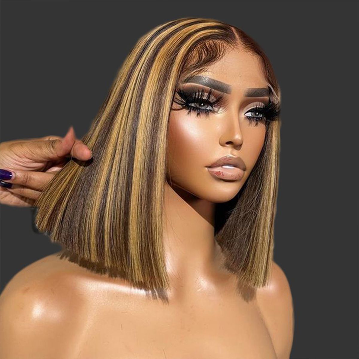 Pay 1 Get 2 Straight Hair P4/27 Color+ Body Wave Natural Black 4x4 Lace Bob Wig 180% Density