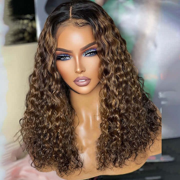 Pay 1 Get 2 Curly Natural Black 4x4 Lace Wig+P4/27 Color 4x4 Lace Bob Wig 180% Density