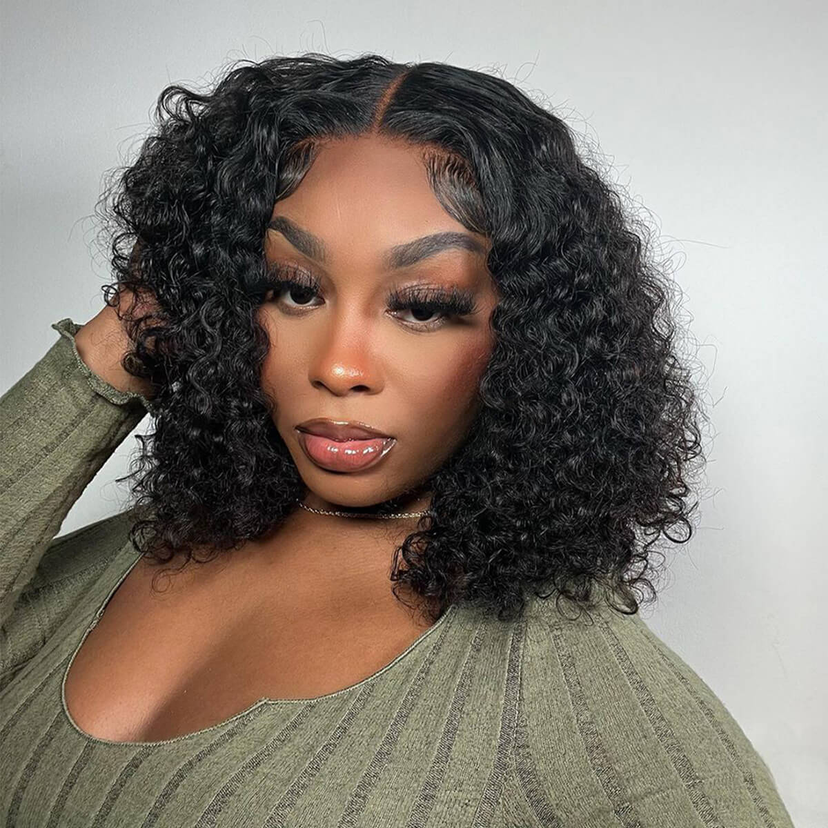 Pay 1 Get 2 Curly Natural Black+P4/27 Color 4x4 Lace Bob Wig 180% Density
