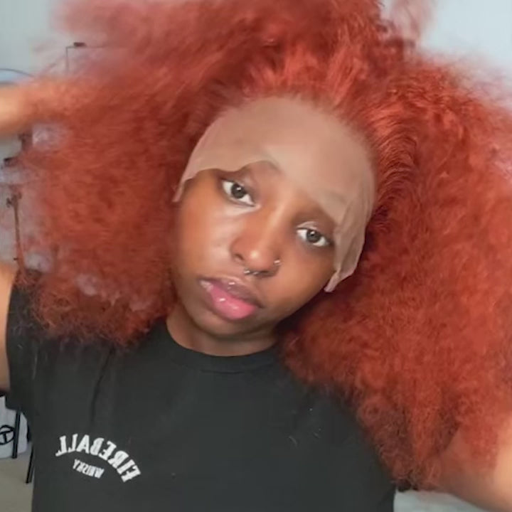 Wesface Deep Curly 210% Density Ginger Orange Color 13x4 Lace Bob Wig