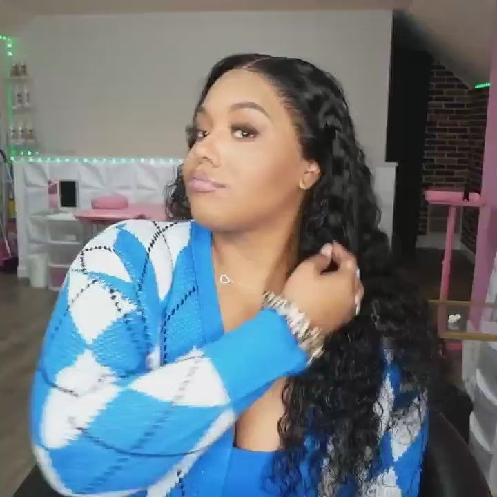 EasyBreezie recomenda!! Wesface Deep Curly 13x4 Lace Front Wig Upgrade Glueless Wig Natural Black Transparent Lace Human Hair Wig