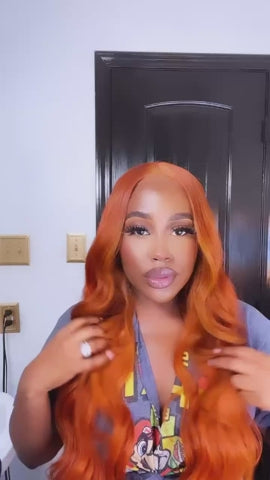 Wesface Wigs Ginger Wig Ginger Orange Body Wave 4X4 Lace Closure Wig Glueless Lace Wig Pre-plucked Pre-layered Body Wave Wig for Black Women