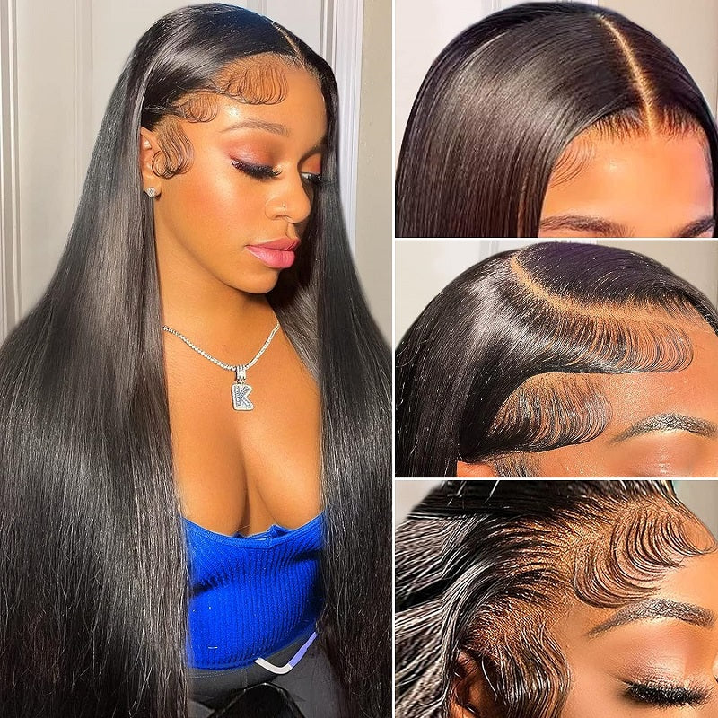 Wesface Straight 13x4 Transparente Lace Front Virgem Humano Perucas de Cabelo