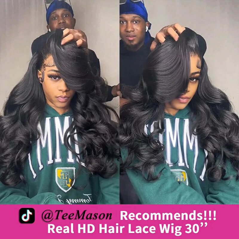 Wesface Loose Body Wave/Straight 13x6 HD Lace Front Wig Natural Black Human Hair Wig