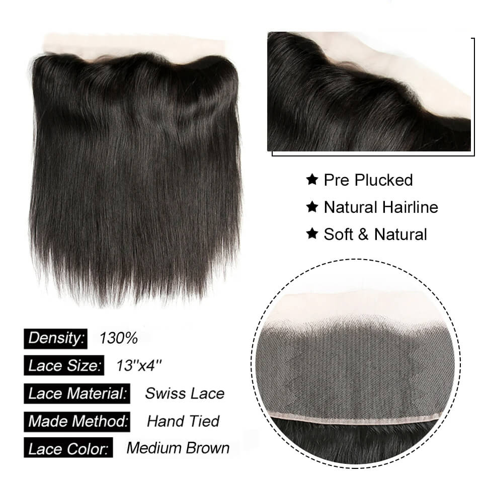 Wesface Straight 3 Pcs Bundles Hair Weft With 13x4 Lace Frontal Human Hair