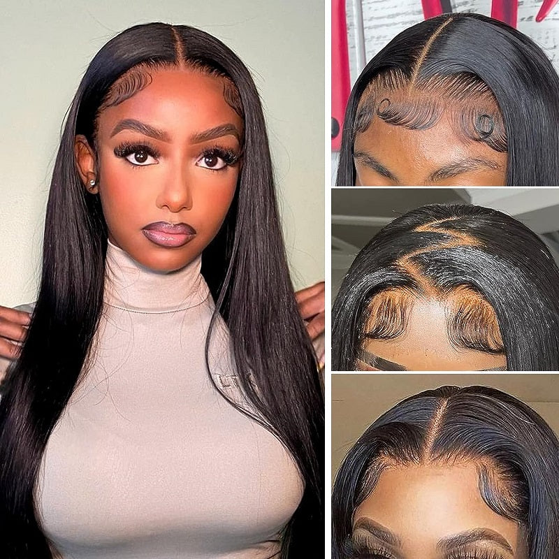 Wesface Straight 5x5 HD Lace Closure Wig Natural Black Human Hair Wig