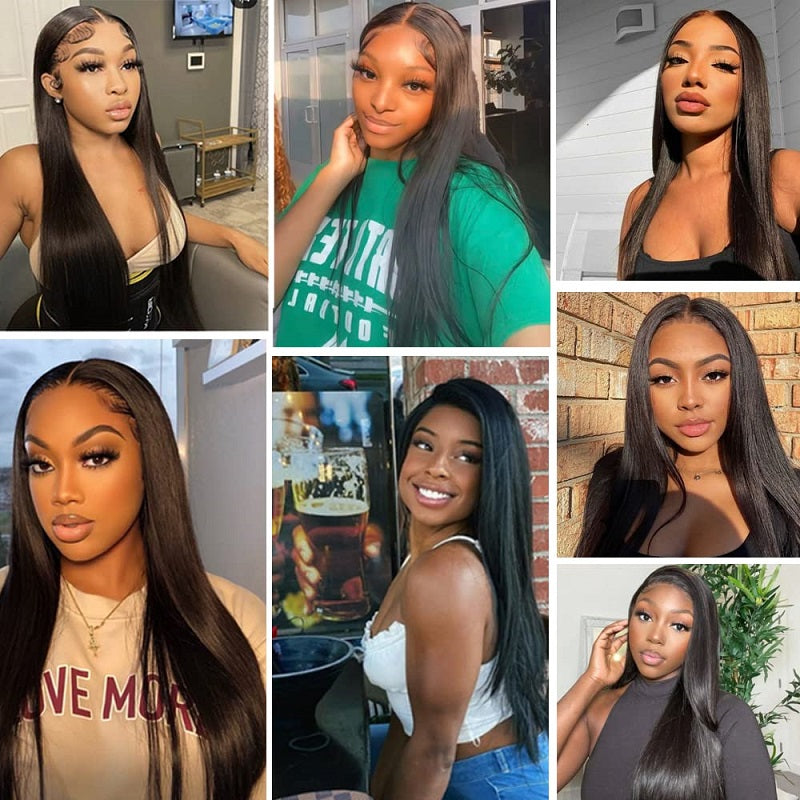 Wesface Straight 5x5 HD Lace Closure Wig Natural Black Human Hair Wig