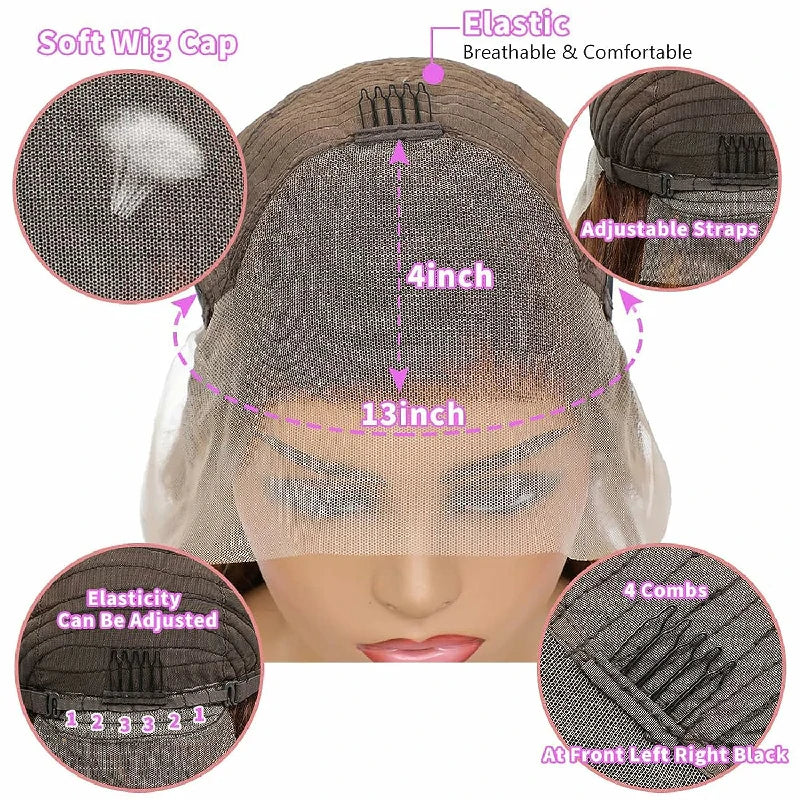 Wesface Highlight P4/27 Color 13x4 Lace Front Straight Human Hair Wig