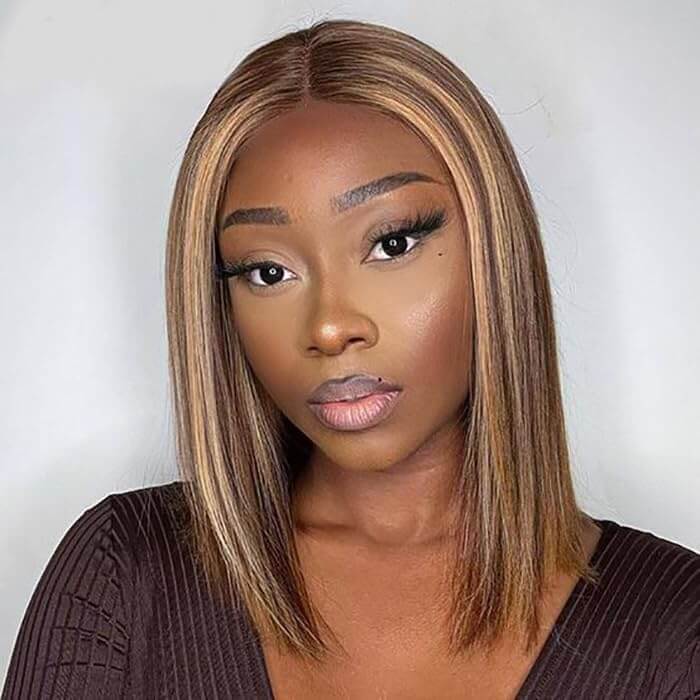 Wesface Straight P4/27 Color 13x4 Lace Front 180% Density Bob Human Hair Wig