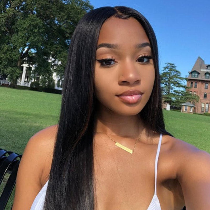 Flash Sale Straight Lace Wig Natural Black Human Hair Wig Wesface