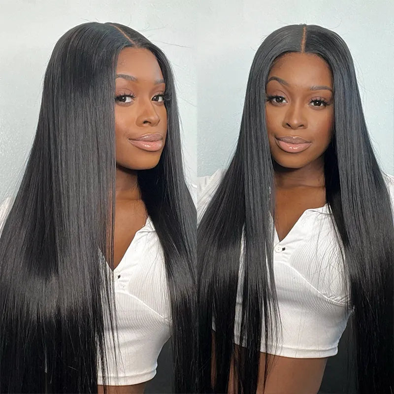 【Without Leave-Out】Wesface Water Wave V Part Wig Human Hair Curly V Part Wig WearGo Glueless Wig Natural Black Human Hair Wig
