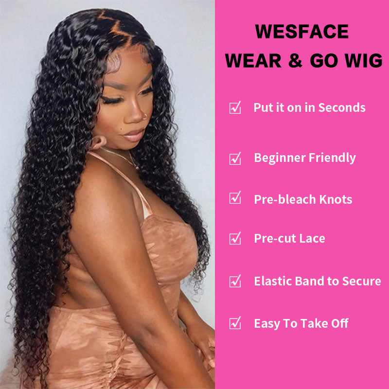 Wesface Glueless 5x5 / 4x6 HD Pre Cut Lace Wear Go Glueless Closure Water Wave Wig