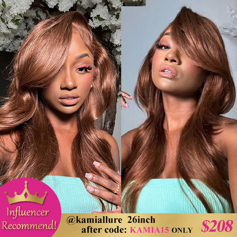 Chocolate Brown Body Wave Human Hair Wig 13x4 Lace Front Wig Pre-plucked For Women