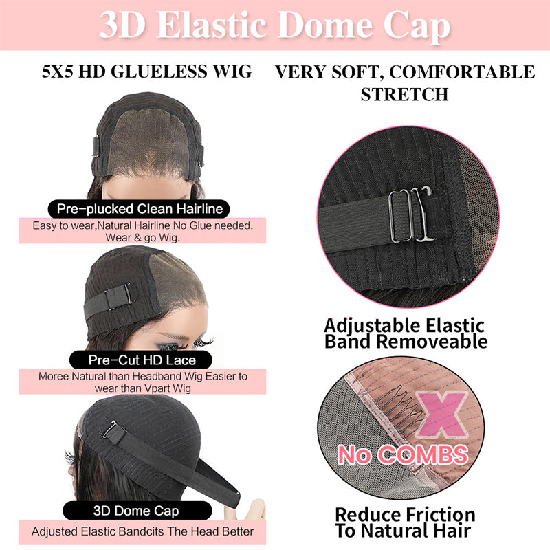 Wesface Ready to Wear Go Glueless Wig Straight 5x5 HD Lace Frontal Wig Human Hair Bob Wig 6x4 Transparent HD Lace Front Closure Wig