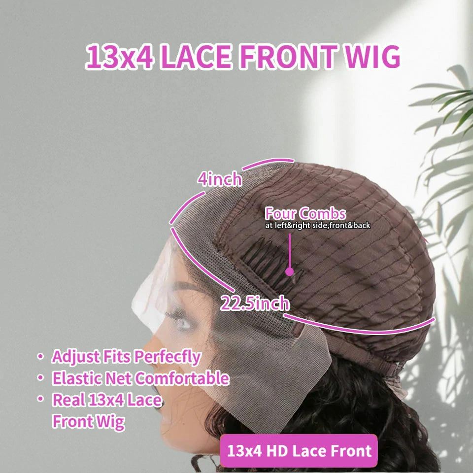 Wesface Chocolate Brown Curto Encaracolado 13x4 Lace Front Perucas Pré-arrancadas para Mulheres Negras Sem Cola Cabelo Humano Virgem Brasileiro