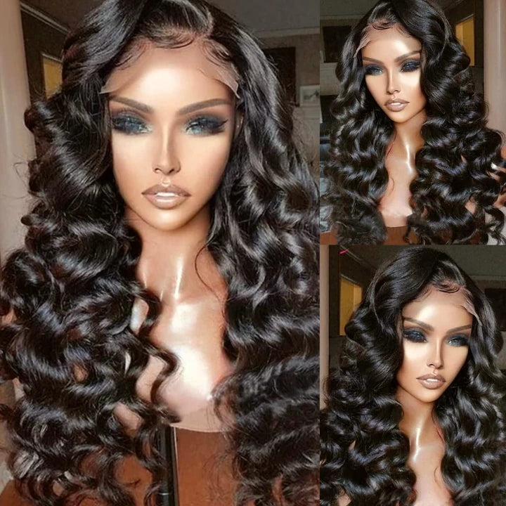 Wesface Loose Deep Wave 4x4 Lace Closure Wig Natural Black Human Hair Wig