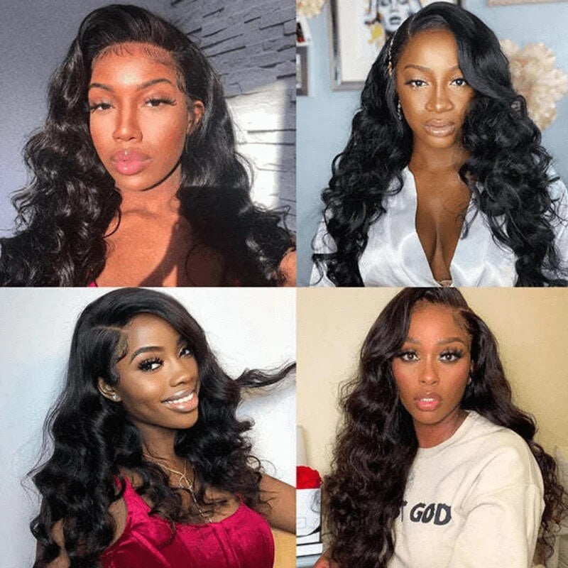 Wesface Loose Deep Wave V Part Wig Natural Black Human Virgin Hair For Women 180% Density