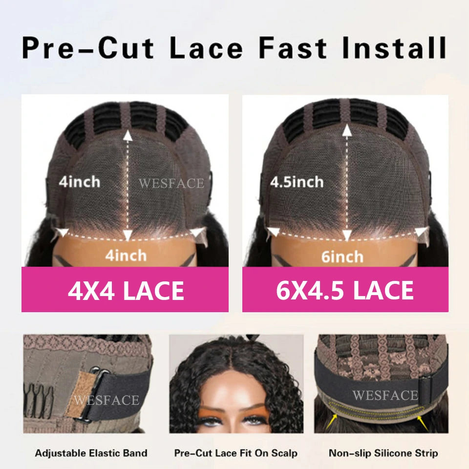 Peluca con rizos hinchables Wesface P1B/27 precortada con encaje transpirable y gorro de aire para mujeres negras, densidad del 180 %