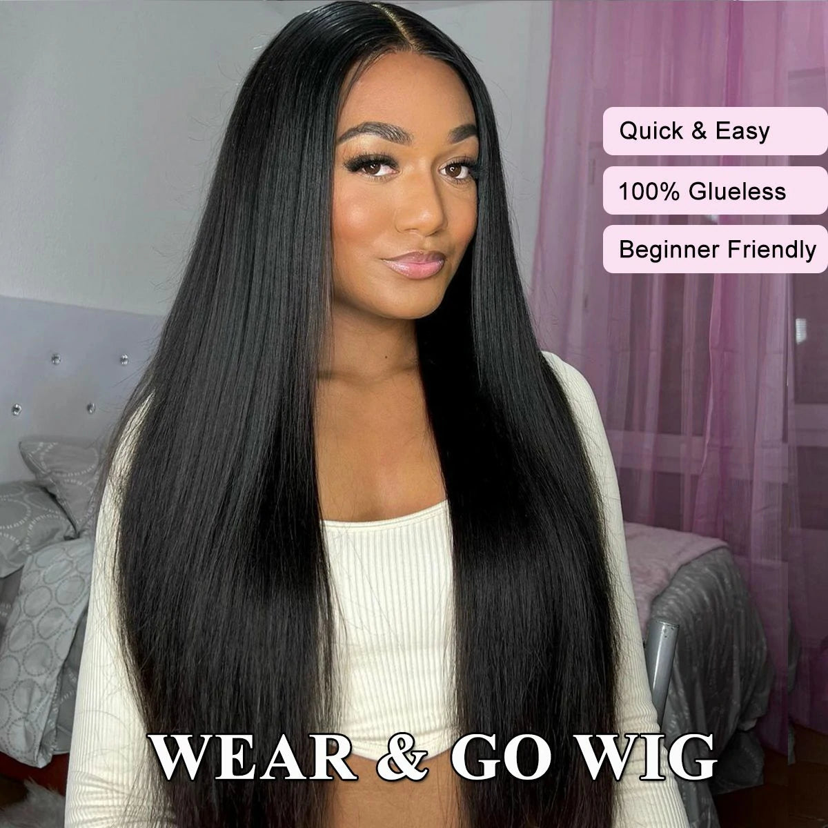 Wesface Wear & Go 4x4 / 6x4.5 Pre-Cut Lace Straight Glueless Breathable Cap-Air Wig-mcap weargo wig