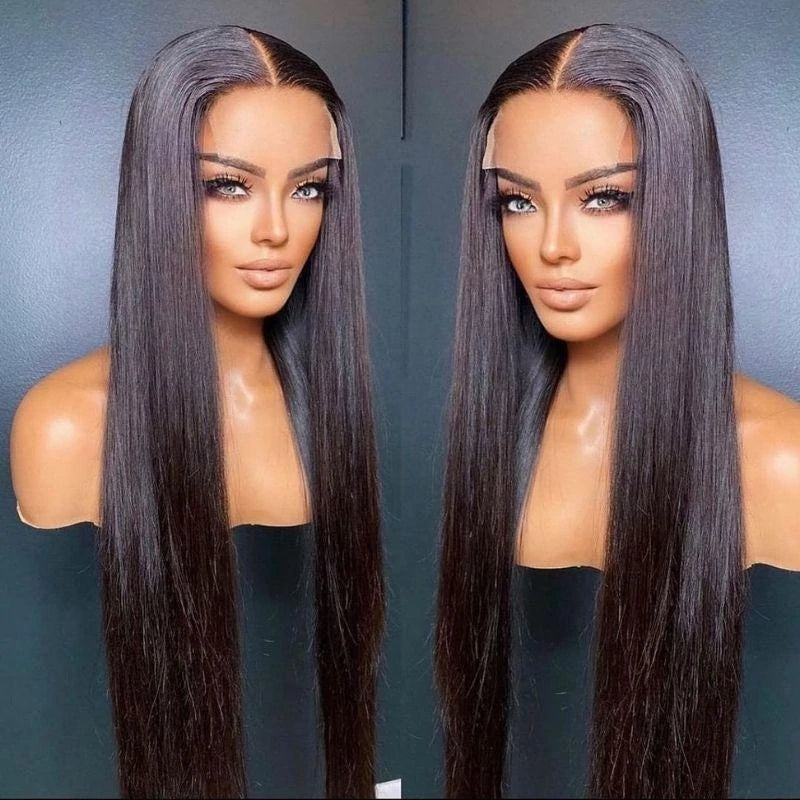 Wesface Straight T Part Wig Natural Black Human Hair Wig For Women 180% Density