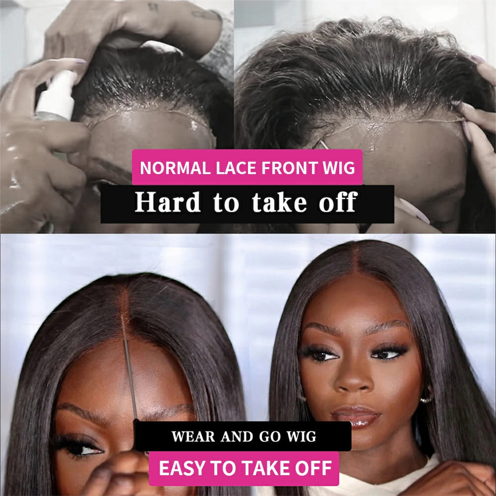 Wesface Straight/Body Wave Wear Go 5x5/4x6 HD Lace 180% Density Glueless 3D Elastic Dome Cap Human Hair Wig