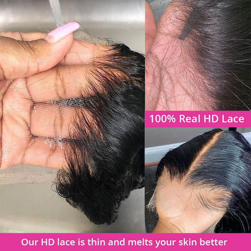 Wesface Body Wave 13x4 HD Lace Front Wig Natural Black Human Hair Wig