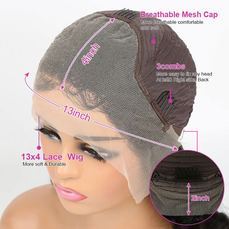 Wesface Loose Deep Wave 13x4 Lace Front Wig Natural Black Human Hair Wig