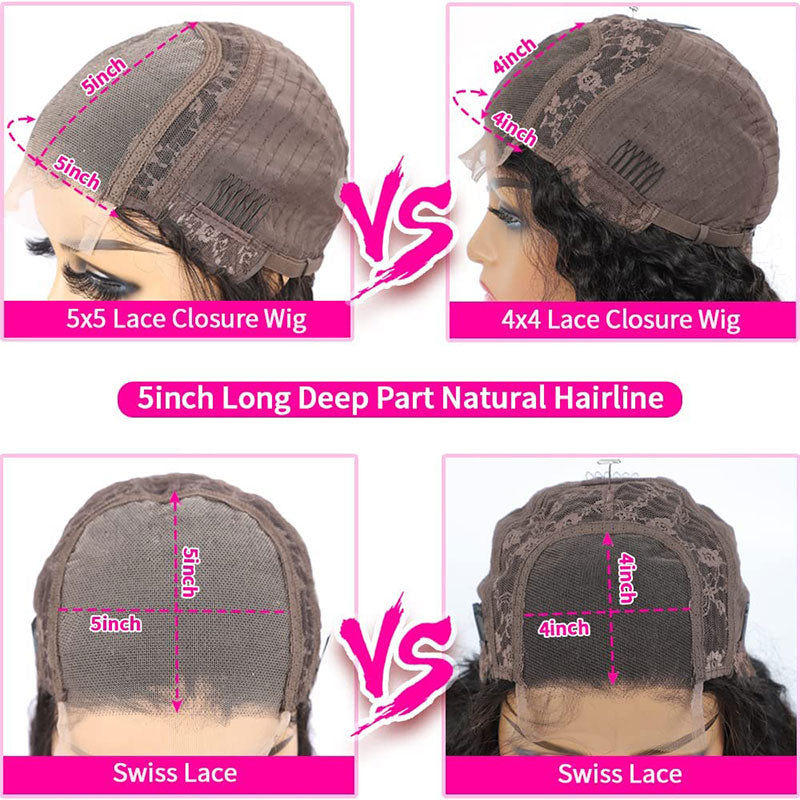 Wesface Wigs 5x5 Lace Closure Wig Cap Vs 4x4 Lace Closure Wig Cap