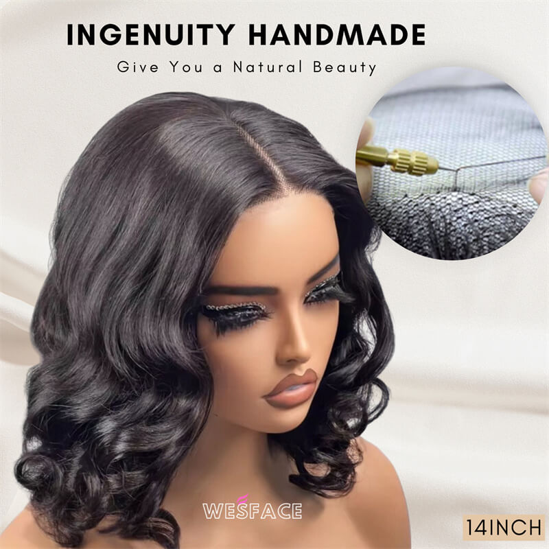 Wesface Hair Loose Deep Wave 13x4 Lace Bob Wig Natural Black Human Hair Wig