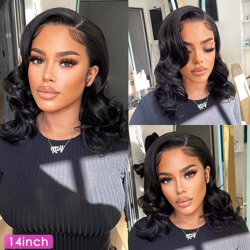 Wesface Hair Loose Deep Wave 13x4 Lace Bob Wig Natural Black Human Hair Wig