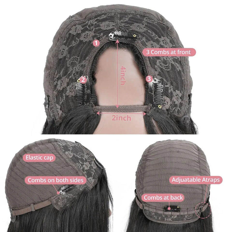 Wesface Loose Deep Wave U Part Wig Natural Black Human Virgin Hair For Women 180% Density
