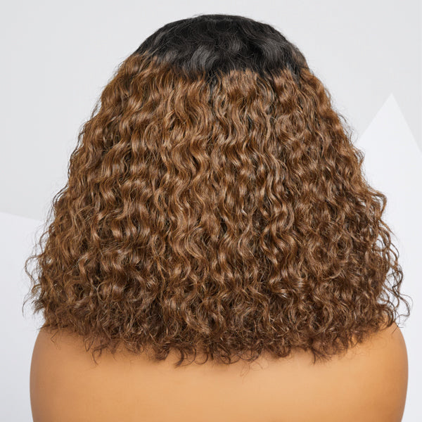 Wesface 1B/33 Ombre Black with Brown Color Lace Human Hair Wigs 13x4 HD Lace Front Wig Curly Wigs